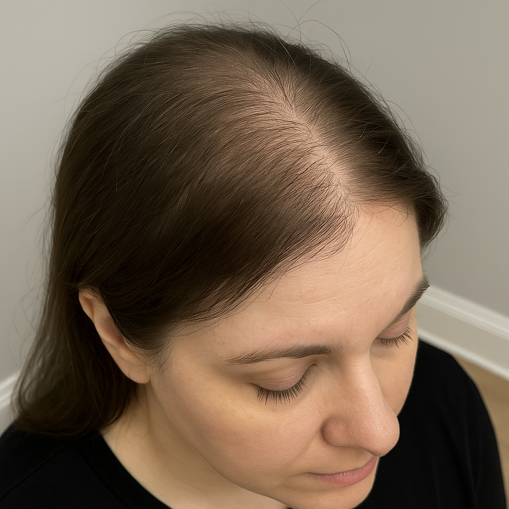 Antes — línea del cabello rala