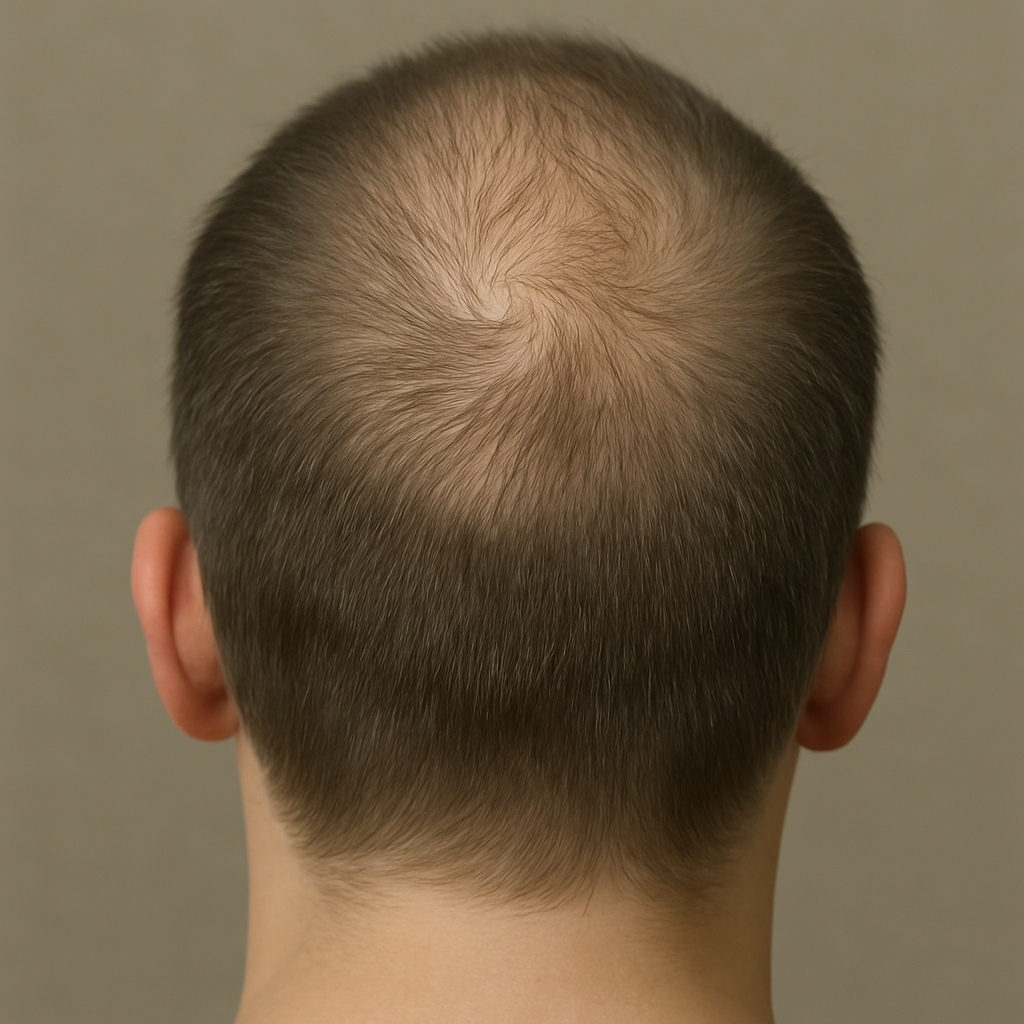 Antes — línea del cabello rala